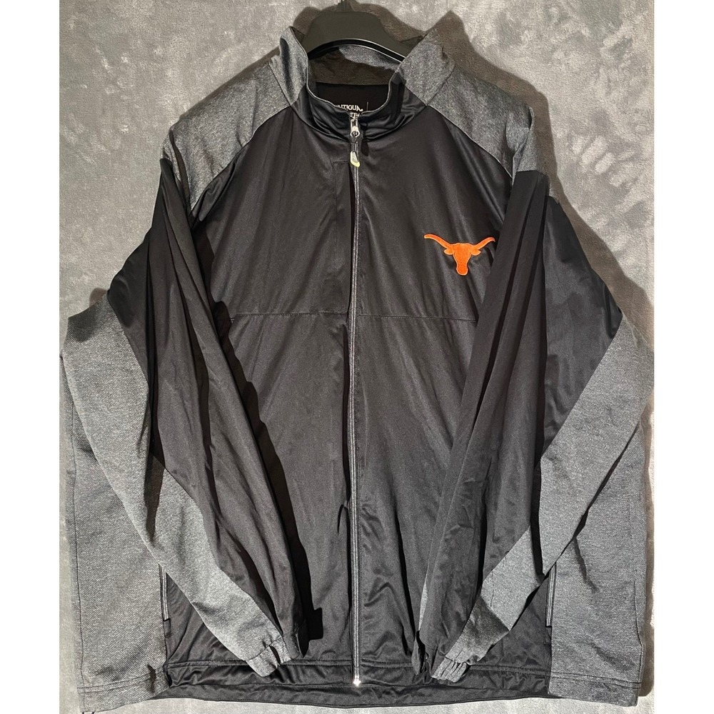 Antigua Texas Longhorns Jacket Mens 5XL Black Grey Full Zip Track NCAA Big Tall